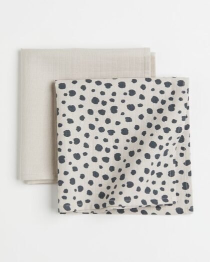 Baby blankets, muslin, 2 pcs.